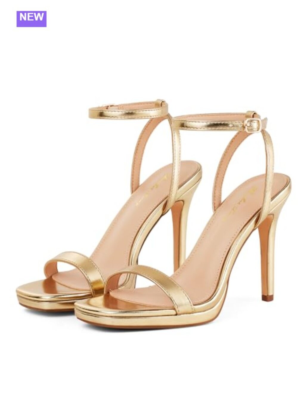 Women's Stiletto High Heeled Sandals Open Square Toe Ankle Strap Padded Insole